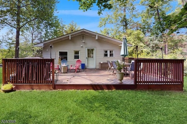 970 Cedar Dr, Stillwater Twp, NJ 07860 - rear view of house featuring a yard and a deck
