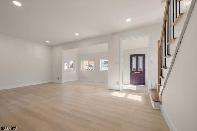 1250 Wildwood Ter, Union Twp, NJ 07083 - foyer with light wood finished floors, stairs, and recessed lighting