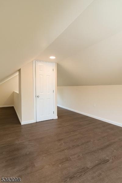 1250 Wildwood Ter, Union Twp, NJ 07083 - bonus room with vaulted ceiling and dark wood-style flooring