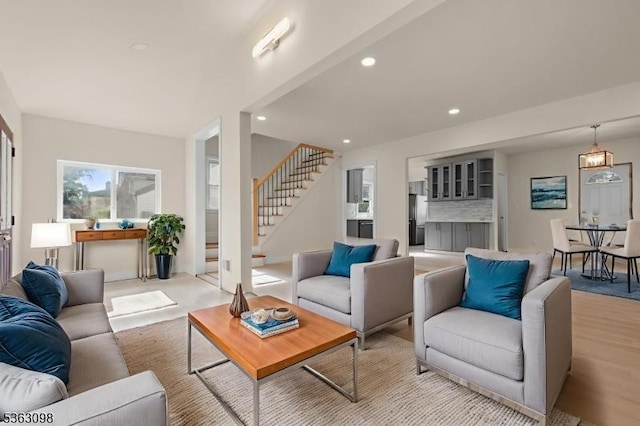 1250 Wildwood Ter, Union Twp, NJ 07083 - living area with stairway and recessed lighting