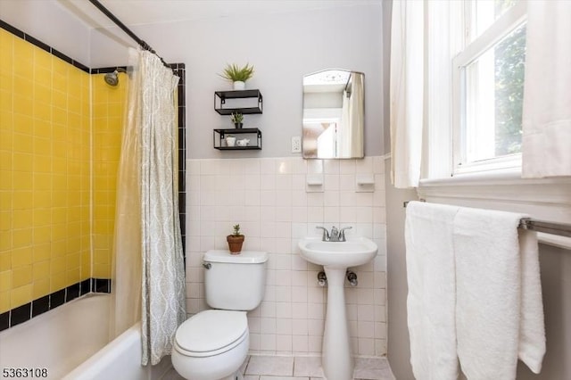1 Walden Pl, Montclair Twp, NJ 07042 - full bath with toilet, shower / tub combo with curtain, and tile walls