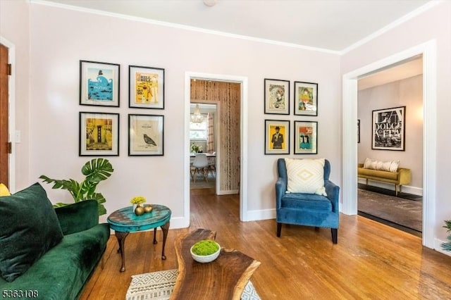 1 Walden Pl, Montclair Twp, NJ 07042 - living area featuring wood finished floors, baseboards, and ornamental molding