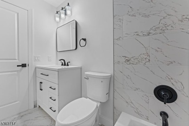 20 Beaconsfield Pl, Franklin Twp, NJ 08873 - bathroom featuring marble look tiles, vanity, toilet, and a shower