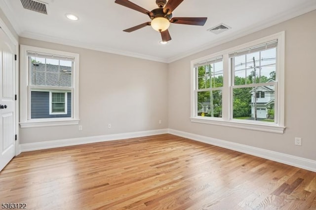 49 Summit Ave Unit B, Chatham Boro, NJ 07928 - empty room featuring ornamental molding, ceiling fan, light wood-type flooring, and recessed lighting