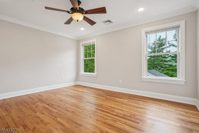49 Summit Ave Unit B, Chatham Boro, NJ 07928 - empty room with crown molding, light wood-style flooring, recessed lighting, and a ceiling fan