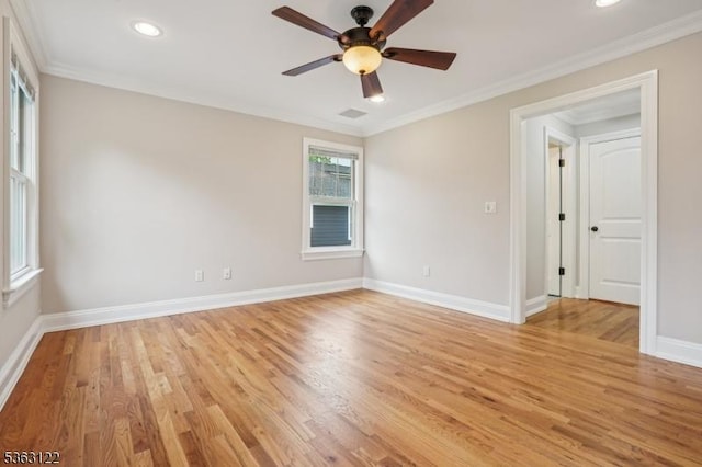49 Summit Ave Unit B, Chatham Boro, NJ 07928 - spare room featuring ornamental molding, a ceiling fan, light wood-type flooring, and recessed lighting