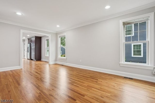 49 Summit Ave Unit B, Chatham Boro, NJ 07928 - spare room with ornamental molding, light wood-type flooring, and recessed lighting