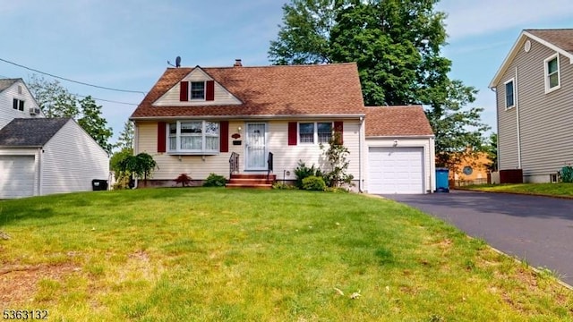 2039 Church Ave, Scotch Plains Twp, NJ 07076 - view of front of property with driveway, a garage, a front lawn, and a chimney