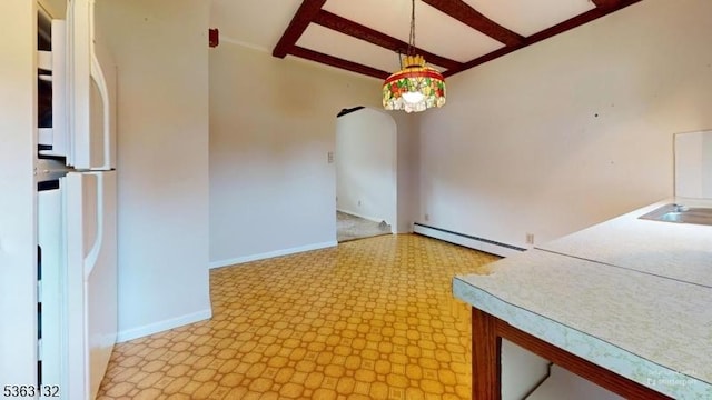 2039 Church Ave, Scotch Plains Twp, NJ 07076 - unfurnished dining area featuring baseboard heating, light flooring, and baseboards