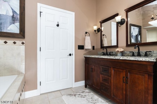 64 Pond Hollow Dr, Jefferson Twp, NJ 07438 - bathroom with tile patterned floors, double vanity, and a bathtub