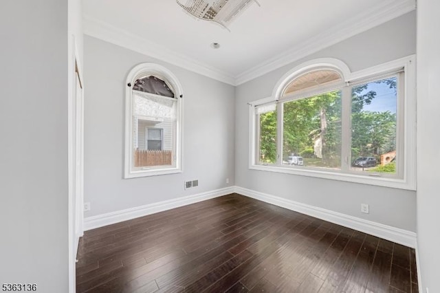 69 Summit Rd, Elizabeth City, NJ 07208 - unfurnished room featuring baseboards, crown molding, and dark wood-style floors