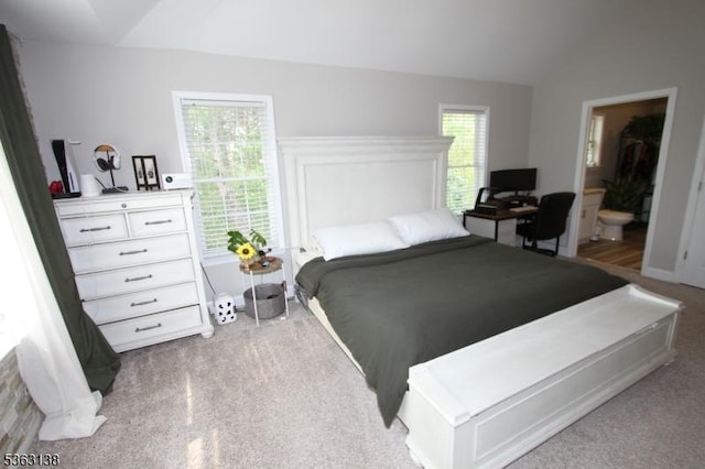 132 Sloop Rd, Stafford Twp, NJ 08050 - bedroom featuring lofted ceiling, carpet, and ensuite bathroom