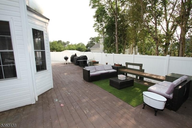 132 Sloop Rd, Stafford Twp, NJ 08050 - wooden terrace with an outdoor hangout area and a fenced backyard