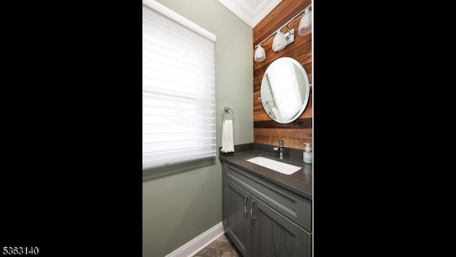 120 Cottage Pl, Westfield Town, NJ 07090 - bathroom featuring vanity, ornamental molding, and baseboards