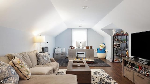 120 Cottage Pl, Westfield Town, NJ 07090 - living room featuring dark wood-type flooring and lofted ceiling