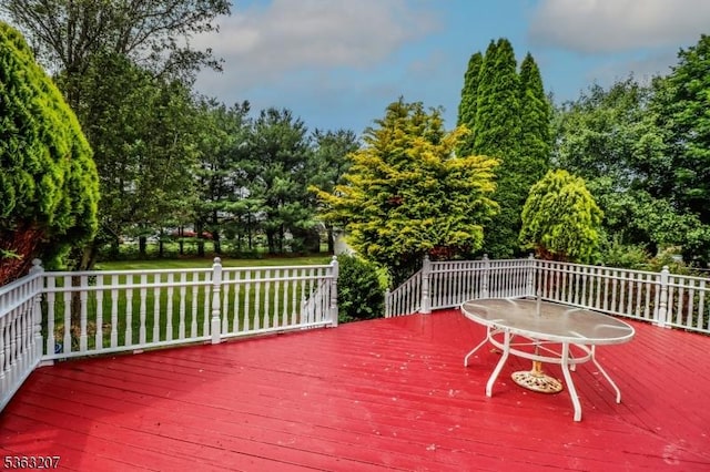8 Staudt Ct, Franklin Twp, NJ 08873 - wooden deck featuring a yard and view of scattered trees