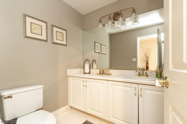 21 Stafford Ln, Bedminster Twp, NJ 07921 - bathroom featuring toilet, double vanity, and tile patterned floors