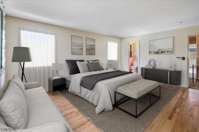 45 Churchill Rd, Cresskill Boro, NJ 07626 - bedroom with multiple windows, light wood-style floors, and ensuite bathroom