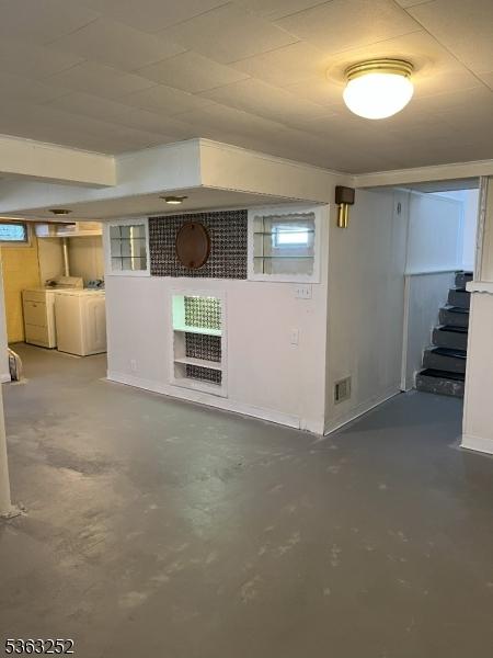 2 Perry Rd, Bloomfield Twp, NJ 07003 - basement featuring washing machine and dryer and stairs