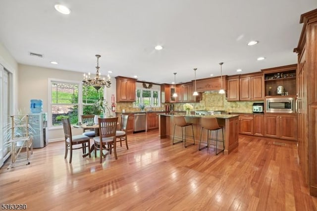 14 Mount Freedom Ave, Randolph Twp, NJ 07869 - dining room featuring light wood-type flooring, a chandelier, and recessed lighting