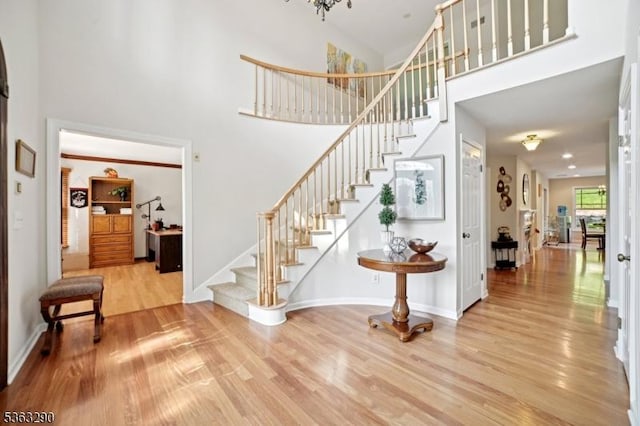14 Mount Freedom Ave, Randolph Twp, NJ 07869 - entrance foyer with stairs, a towering ceiling, and wood finished floors