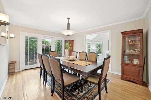14 Mount Freedom Ave, Randolph Twp, NJ 07869 - dining room featuring light wood finished floors, ornamental molding, and french doors