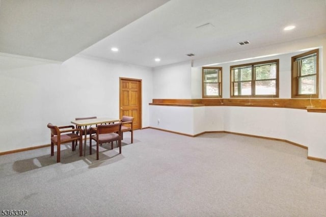 13 E Cove Ln, Morris Twp, NJ 07960 - dining space featuring light carpet, baseboards, and recessed lighting