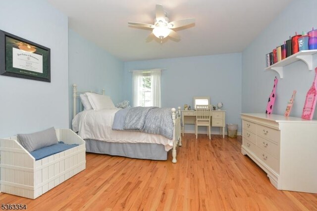 50 Van Schaik Ln, Wyckoff Twp, NJ 07481 - bedroom featuring light wood-style floors and ceiling fan