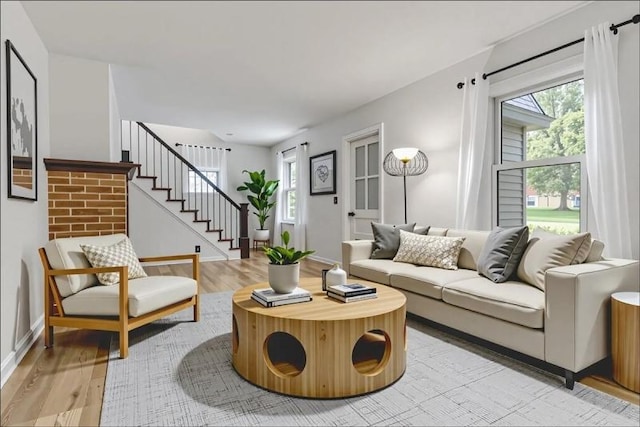 14 Prospect Pl, Morris Twp, NJ 07960 - living room with plenty of natural light, light wood-style flooring, and stairs