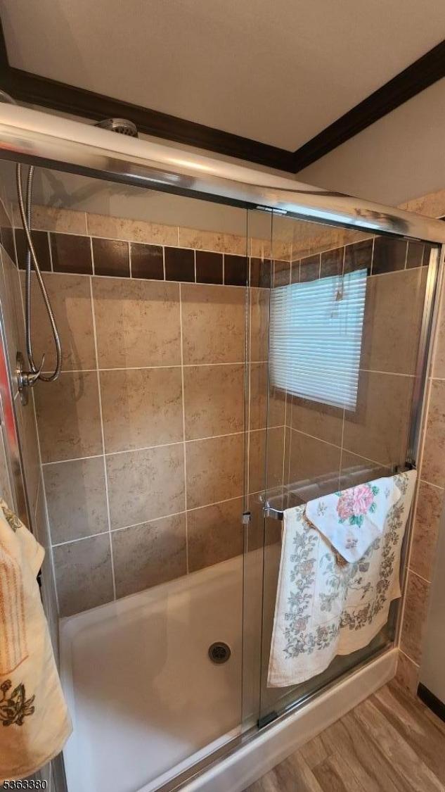 7 Makepeace Dr Unit 7, Jefferson Twp, NJ 07438 - bathroom with a shower stall and wood finished floors
