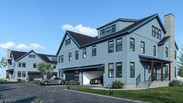 491 Central Ave Unit 4, New Providence Boro, NJ 07974 - view of front facade featuring an attached garage and a chimney