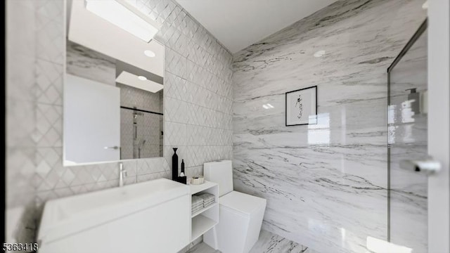 491 Central Ave Unit 4, New Providence Boro, NJ 07974 - full bath with tile walls, vanity, and a shower