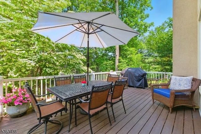 22 Young Ct, Chester Twp, NJ 07930 - wooden deck with a grill and outdoor dining space