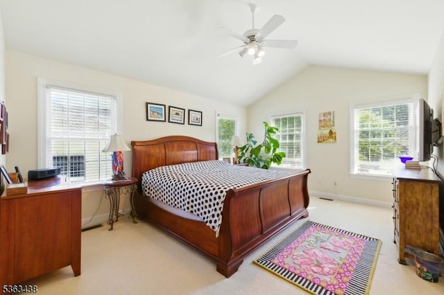 22 Young Ct, Chester Twp, NJ 07930 - bedroom featuring multiple windows, lofted ceiling, baseboards, and light colored carpet