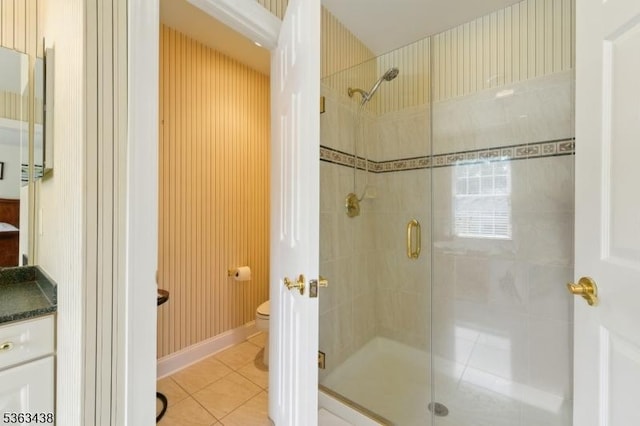 22 Young Ct, Chester Twp, NJ 07930 - full bathroom with a shower stall, toilet, tile patterned floors, and vanity