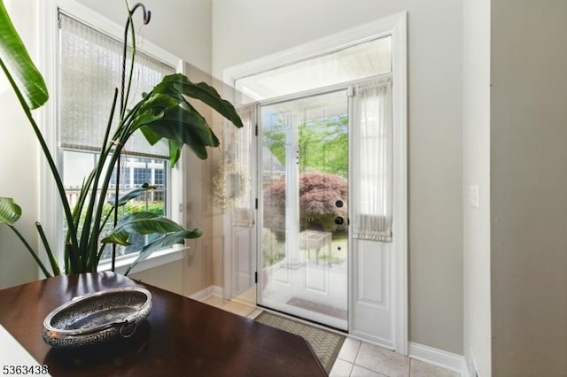 22 Young Ct, Chester Twp, NJ 07930 - doorway with light tile patterned flooring, an office area, and baseboards