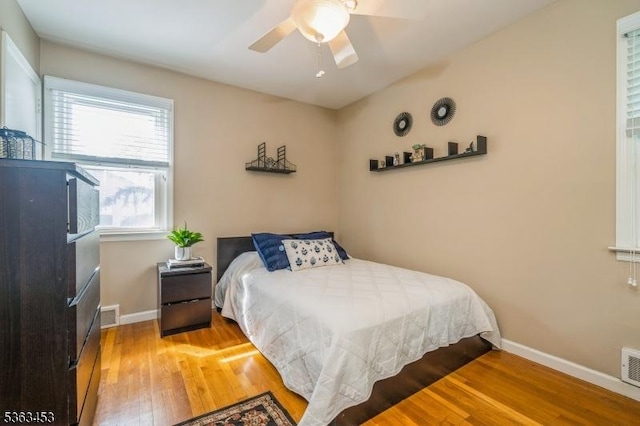 76 W Valley View Dr, Morristown Town, NJ 07960 - bedroom with wood finished floors and a ceiling fan