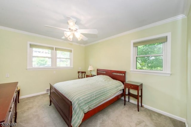 38 Longview Dr, Hanover Twp, NJ 07981 - bedroom featuring light carpet, ornamental molding, and a ceiling fan