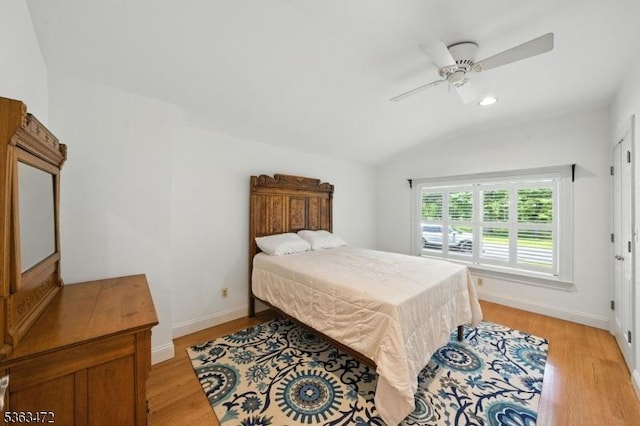 34 Millbrook Rd, Harding Twp, NJ 07976 - bedroom with light wood-style flooring, vaulted ceiling, and ceiling fan