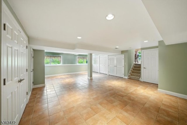34 Millbrook Rd, Harding Twp, NJ 07976 - unfurnished room featuring stairway and recessed lighting
