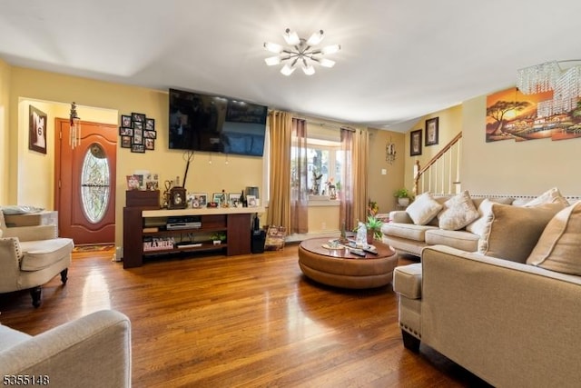 25 W Webster Ave, Roselle Park Boro, NJ 07204 - living room with stairway and wood finished floors