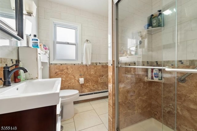 25 W Webster Ave, Roselle Park Boro, NJ 07204 - full bath with baseboard heating, vanity, toilet, and a stall shower