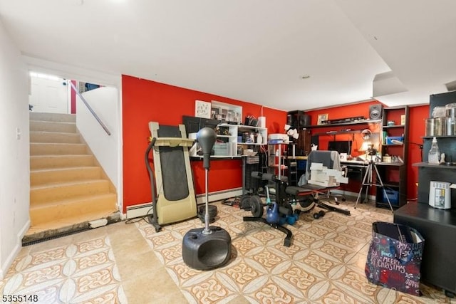 25 W Webster Ave, Roselle Park Boro, NJ 07204 - exercise area with a baseboard radiator and baseboards