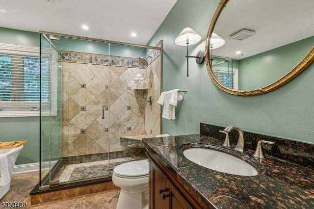 11 Wynding Way, Rockaway Twp, NJ 07866 - full bath featuring a stall shower, vanity, and recessed lighting