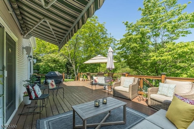 5 Fisher Ct, Raritan Twp, NJ 08822 - wooden terrace with a grill and an outdoor hangout area