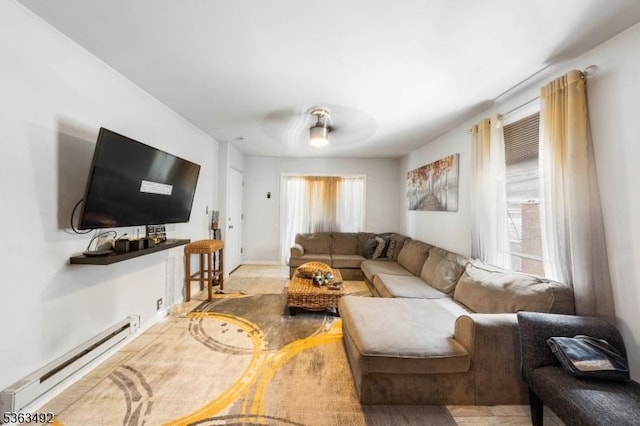 459 Maple Ave Unit 2, Elizabeth City, NJ 07202 - living area featuring baseboard heating, plenty of natural light, and ceiling fan