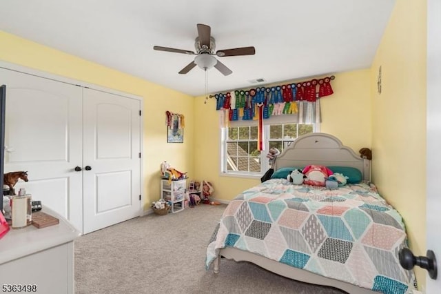 24 Eagles Nest Rd, Green Twp, NJ 07860 - bedroom with carpet, a closet, and a ceiling fan
