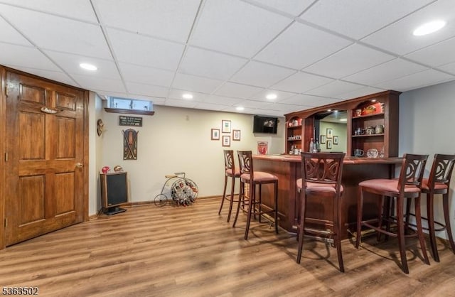 4 Fisher Ct, Raritan Twp, NJ 08822 - indoor dry bar with wood finished floors, a paneled ceiling, and recessed lighting