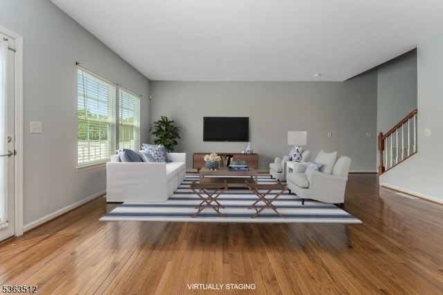 84 Washington Square Cir, Washington Boro, NJ 07882 - living area with wood finished floors and stairs