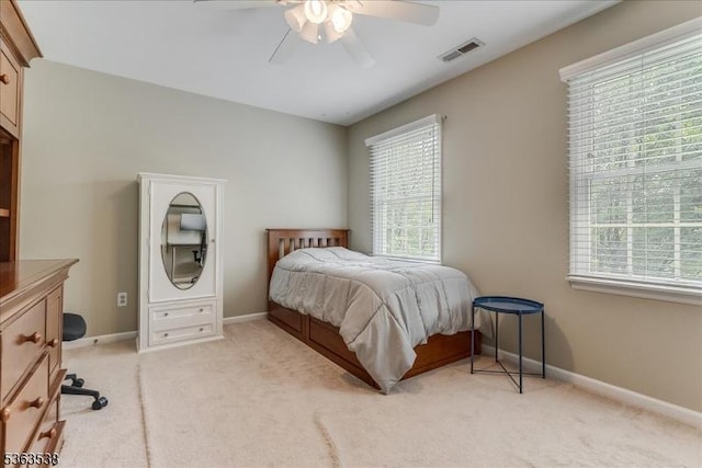 5 Brendan Dr, Mount Olive Twp, NJ 07836 - bedroom featuring multiple windows, light colored carpet, and a ceiling fan